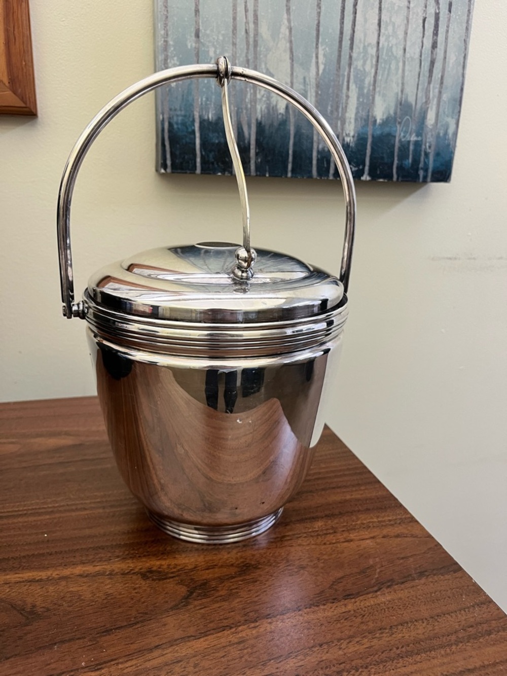 Vintage The Scheffield Silver Co made in USA  Ice Bucket with Handle